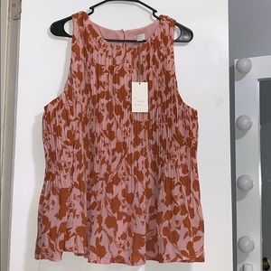 A New Day blouse sleeve less pink and rust floral